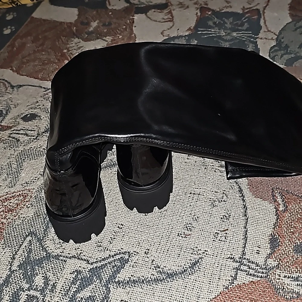 Azura Ioanna-B thigh high boots black faux leather euro size 42